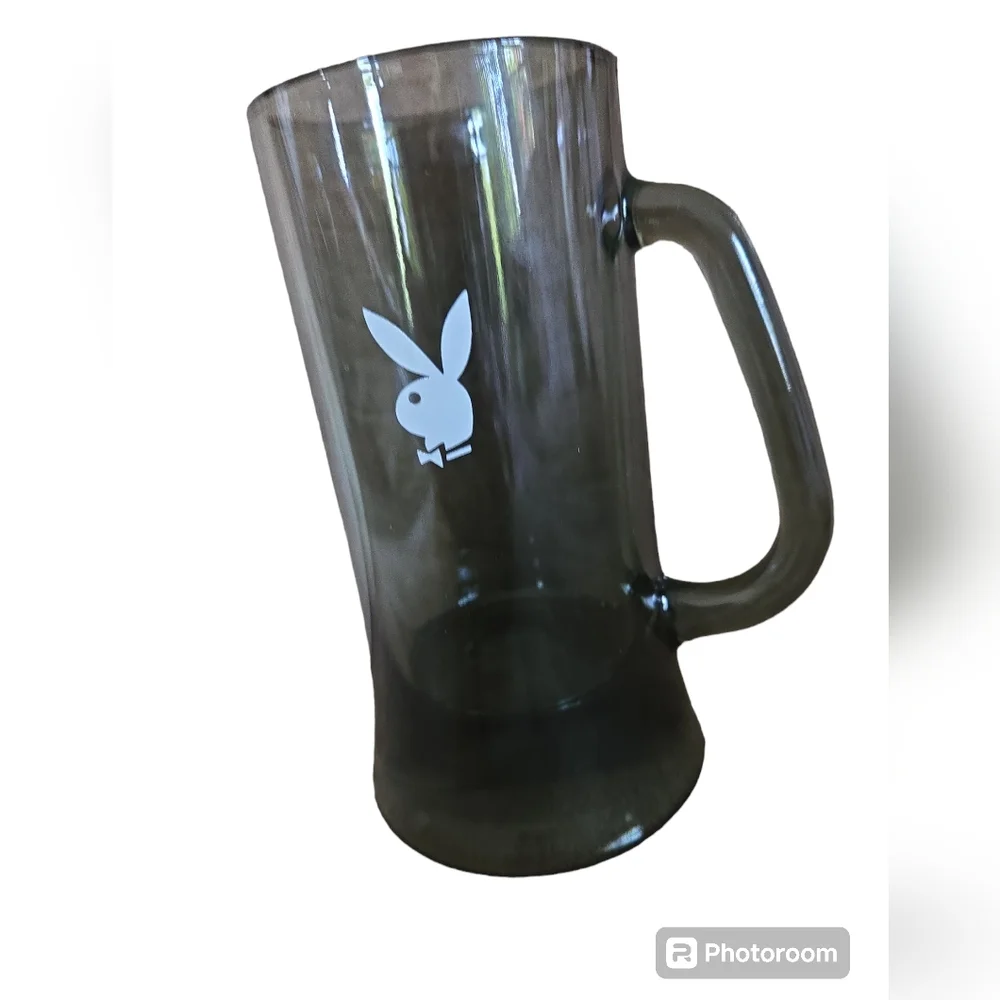 Vintage PLAYBOY Smoked glass beer mug.